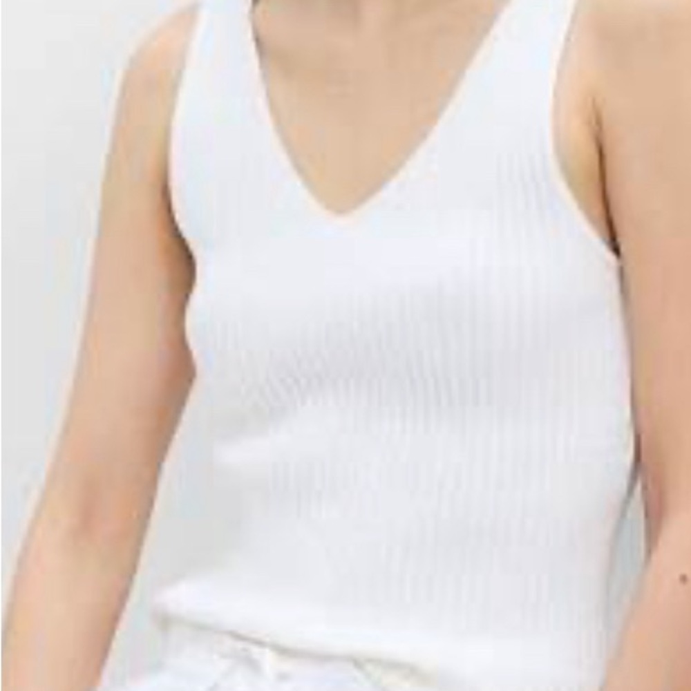 LOFT Spring White Sweater Tank L NWT